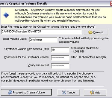 Cryptainer LE 6.1 screenshot