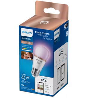 Philips Slimme LED RGB-lamp P45, E27-fitting, 470 lm