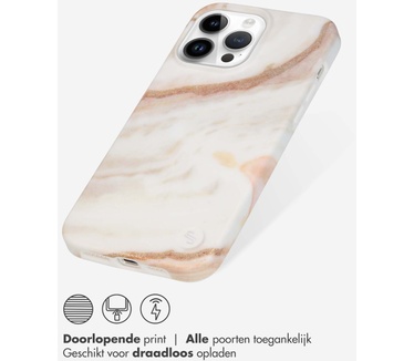 Selencia Aurora Fashion Backcover iPhone 14 Pro Max - Duurzaam hoesje - 100% gerecycled - Wit Marmer