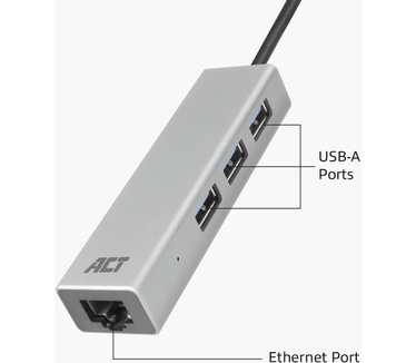 ACT AC7055 3-Port USB-C 3.1 (USB 3.0) Hub with Gigabit ethernet port