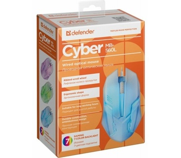 Defender CYBER MUIS MB-560L WIT 7 KLEUREN ACHTERGRONDVERLICHTING