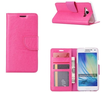 Luxe Lederen Bookcase hoesje voor de Samsung Galaxy A5 - Roze (Samsung Galaxy A5) Roze