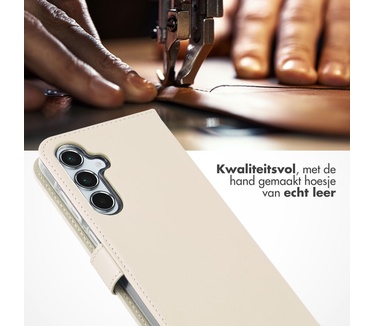 Selencia Echt Lederen Bookcase Samsung Galaxy A55 - Greige
