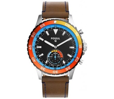 qMust Lederen armband voor Fossil Q Crewmaster Hybrid - Coffee