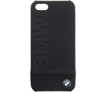BMW Imprint Real Leather Hard Case - Apple iPhone 5/5S/SE - Zwart Zwart