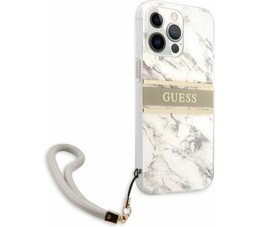 Guess Marble Stripe Back Case - iPhone 13 Pro Max (6.7") - Grijs Grijs