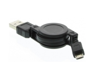 qMust Datakabel Micro USB - 0,8m oprolbaar (black)