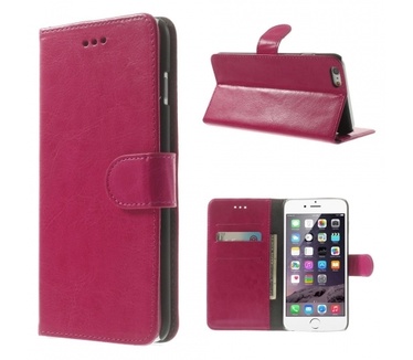 Kees Lederlook Portemonnee Hoesje Apple iPhone 6 Plus - Roze