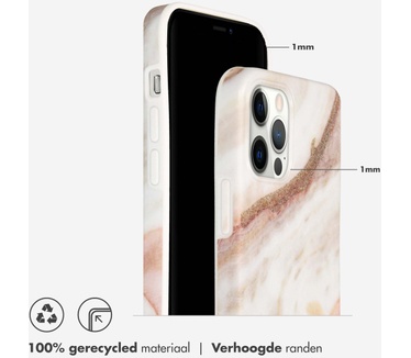 Selencia Aurora Fashion Backcover iPhone 12 (Pro) - Duurzaam hoesje - 100% gerecycled - Wit Marmer