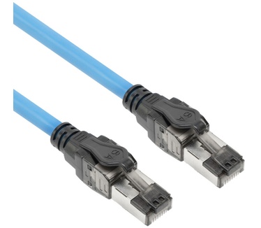 ACT Blauw 45 meter S/FTP CAT6A B2ca PoE++ 100W solid prefab installatiekabel, RJ45 male – male
