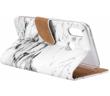 Marmer print lederen Bookcase hoesje voor de Huawei P20 Lite - Wit (Huawei P20 Lite) Wit