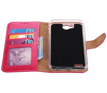 Luxe Lederen Bookcase hoesje voor de LG X Power 2 - Roze (LG X Power 2) Roze