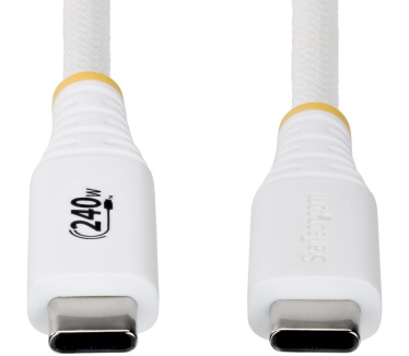 Startech.com 3m USB-C Oplaadkabel, Duurzaam en Ultra-flexibel, 240W(5A) PD EPR, USB 2.0 Laptop Laadkabel, USB-IF Gecertificeerd, Robuuste USB-C Oplaadkabel - Wit
