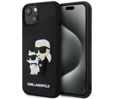 Karl Lagerfeld 3D K&C Back Case - iPhone 15 (6.1") - Zwart Zwart