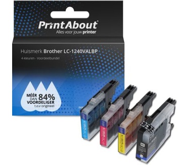 PrintAbout Huismerk Brother LC-1240VALBP Inktcartridge 4-kleuren Voordeelbundel