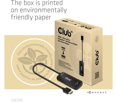 Club 3D HDMI + Micro USB to DisplayPort™ 4K120Hz or 8K30Hz M/F Active Adapter