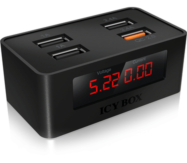 Raidsonic Icy Box IcyBox 4-Port USB-fast-charging-device, Black