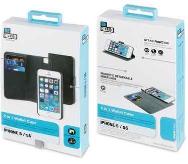 BeHello iPhone 5 / 5S / SE 2-in-1 Wallet Case Black