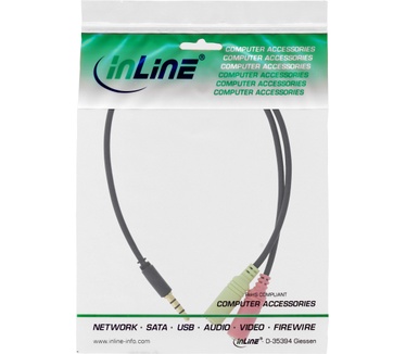 InLine 2m, 3.5mm/2x3.5mm Zwart