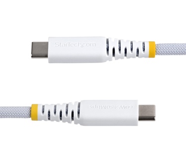 Startech.com 2m USB-C Laadkabel, Wit, 60W (3A) PD, Dual-Layer Gevlochten Nylon/TPE Mantel, Robuuste USB Type-C Oplaadkabel, USB 2.0 Fast Charge Kabel