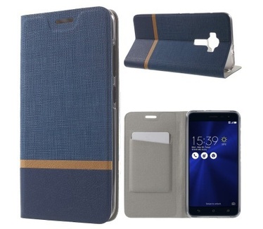 qMust Asus Zenfone 3 (5.5 inch) ZE552KL Wallet Case - TPU frame - Striped Blue