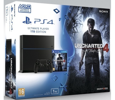 Sony PlayStation 4 1TB + Uncharted 4: A Thief's End Zwart