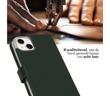 Selencia Echt Lederen Bookcase iPhone 14 Plus - Groen