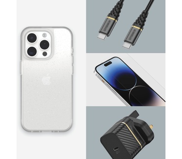 Otterbox React Series voor iPhone 15 Pro, Stardust (Clear Glitter) (iPhone 15 Pro) Transparant