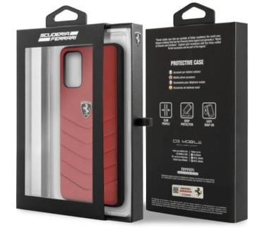 Ferrari Heritage Leather Back Case Samsung Galaxy S20 Plus - Rood Rood