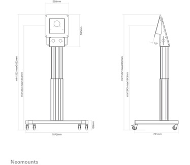 Neomounts by Newstar elektrisch in hoogte verstelbare trolley voor Microsoft Hub 2S(X) Zilver