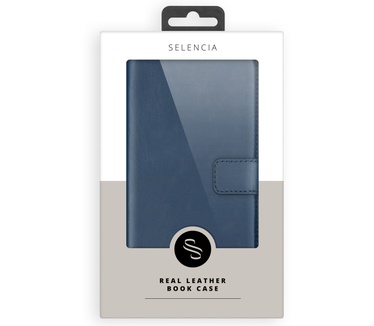Selencia Echt Lederen Bookcase Samsung Galaxy S22 Ultra - Blauw