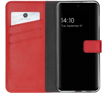 Selencia Echt Lederen Bookcase Samsung Galaxy S21 FE - Rood