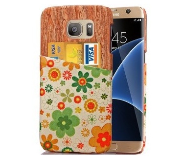 qMust Samsung Galaxy S7 edge Lederen Backcover - Green Flowers