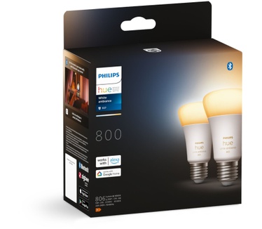 Philips Hue White Ambiance E27 800 lumen Bluetooth (2-pack)