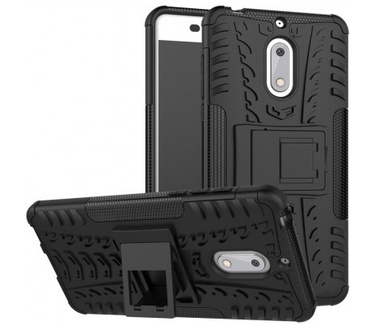 qMust Nokia 6 Rugged Hybrid Hoesje Zwart