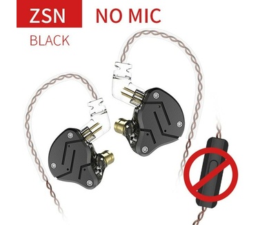 KZ Acoustics KZ ZSN – 1BA + 1DD, zonder mic (Zwart)