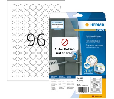 Herma Etiketten wit Movables/verwijd. Ø 20 A4 2400 st.