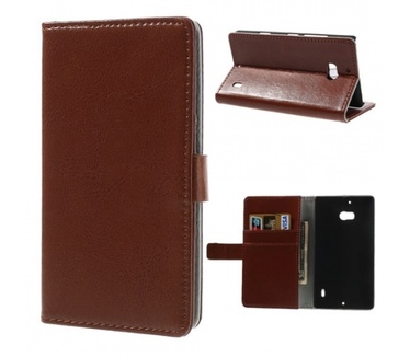 Kees Lederlook Portemonnee Hoesje Nokia Lumia 930 - Bruin