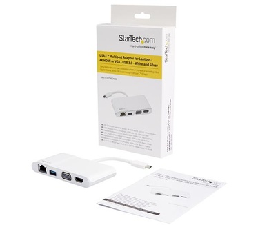 Startech.com USB-C multiport adapter voor Laptops 4K HDMI of VGA GbE USB 3.0 wit / zilver