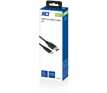 ACT AC3020 USB 3.2 Gen1 charge and sync cable A male - C male 1 meter Zwart