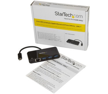 Startech.com 3 poorts USB 3.0 hub met Gigabit Ethernet en Power Delivery USB-C