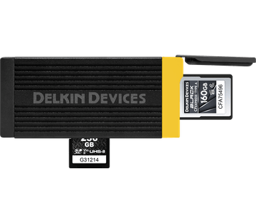 Delkin USB 3.2 CFexpress Type A & SD UHS-II memory card reader
