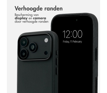 Accezz MagSafe Leather Backcover voor de Apple iPhone 18 Pro Max / 17 Pro Max - Onyx Black