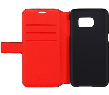 Guess Saffiano PU Leder Book Case voor Samsung Galaxy S7 - Zwart Zwart