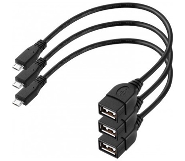 qMust OTG Micro Usb naar USB Female - 15cm - 3 stuks - Black