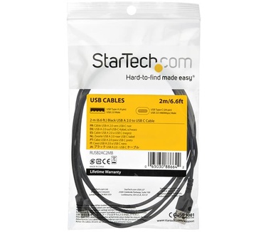 Startech.com USB 2.0 naar USB-C kabel 2m zwart