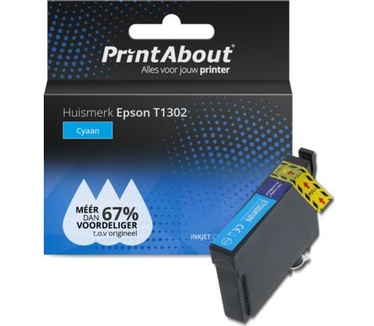 PrintAbout Huismerk Epson T1302 Inktcartridge Cyaan