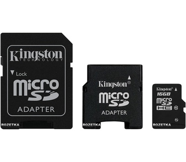 Kingston microSDHC 16GB Class10 + 2 Adapters