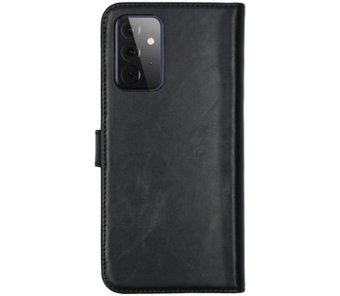 Selencia Echt Lederen Bookcase Samsung Galaxy A72 - Zwart