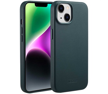 Accezz MagSafe Leather Backcover iPhone 14 - Donkergroen